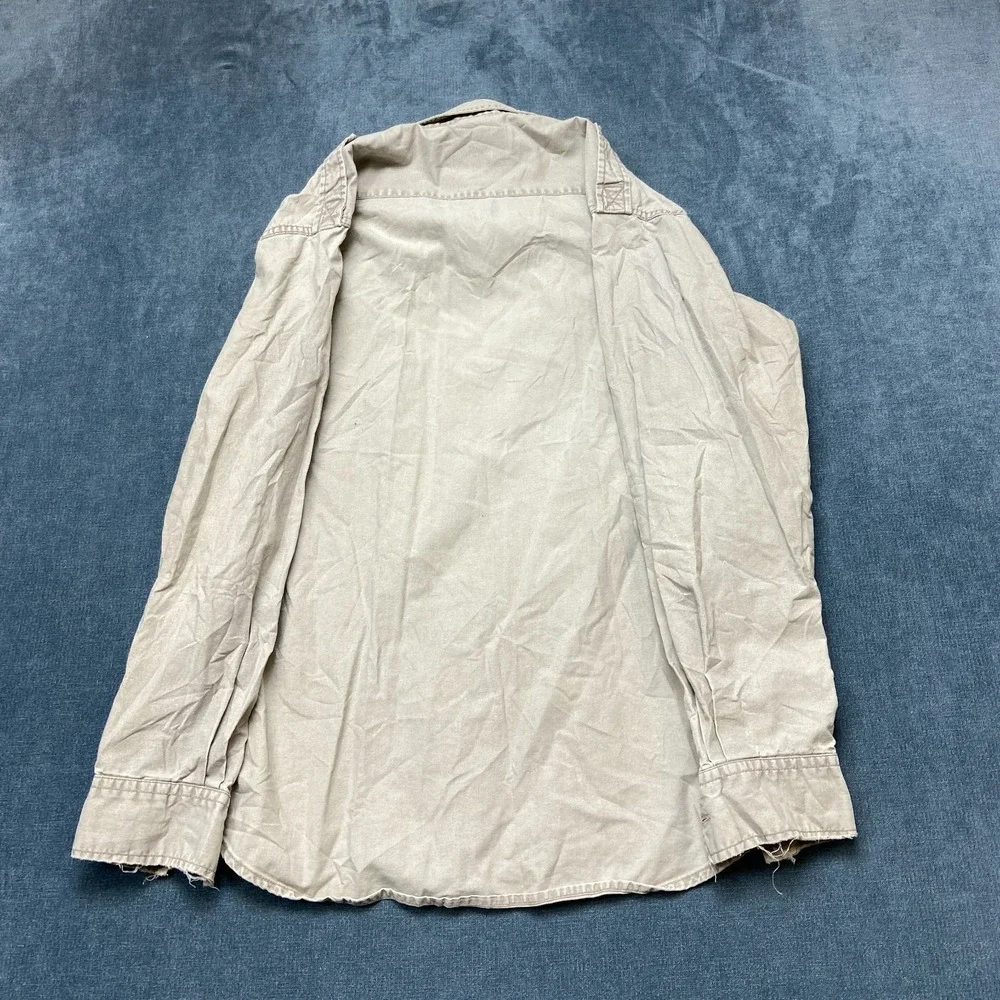 Banana Republic Utility Shirt Mens Large Beige Relaxed Fit Flap Pocket Button Up